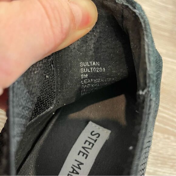 Steve Madden Sultan Womens Wedgie Sneakers Stretchy Sides 9M in Black Suede - Picture 4 of 6